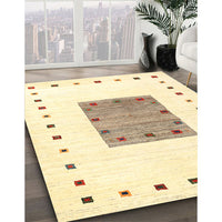 Contemporary Pastel Yellow Solid Rug, con2722