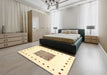 Contemporary Pastel Yellow Solid Rug in a Bedroom, con2722