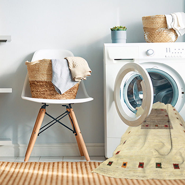 Machine Washable Contemporary Pastel Yellow Rug in a Washing Machine, wshcon2722