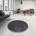 Round Contemporary Carbon Gray Modern Rug in a Office, con2723