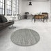 Round Contemporary Carbon Gray Modern Rug in a Office, con2727