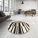 Round Contemporary Charcoal Black Modern Rug in a Office, con2729