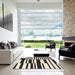 Square Contemporary Charcoal Black Modern Rug in a Living Room, con2729