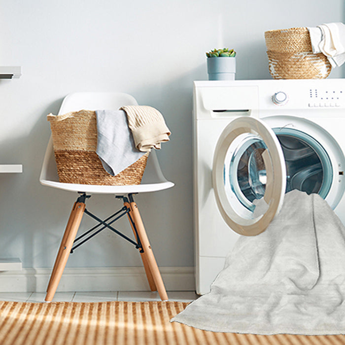 Machine Washable Contemporary Pearl White Beige Rug in a Washing Machine, wshcon272