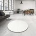 Round Machine Washable Contemporary Pearl White Beige Rug in a Office, wshcon272