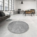 Round Machine Washable Contemporary Cloud Gray Rug in a Office, wshcon2731