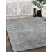 Contemporary Cloud Gray Modern Rug in Family Room, con2731