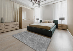 Contemporary Gray Modern Rug in a Bedroom, con2732