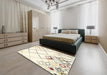 Machine Washable Contemporary Lemon Chiffon Beige Rug in a Bedroom, wshcon2733