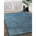 Contemporary Blue Modern Rug in Family Room, con2734