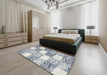 Contemporary Gray Checkered Rug in a Bedroom, con2735