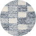 Sideview of Contemporary Gray Checkered Rug, con2735