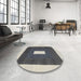 Round Contemporary Gray Modern Rug in a Office, con2736