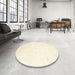 Round Machine Washable Contemporary Parchment Beige Rug in a Office, wshcon2737