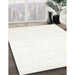 Contemporary Pearl White Beige Solid Rug in Family Room, con273