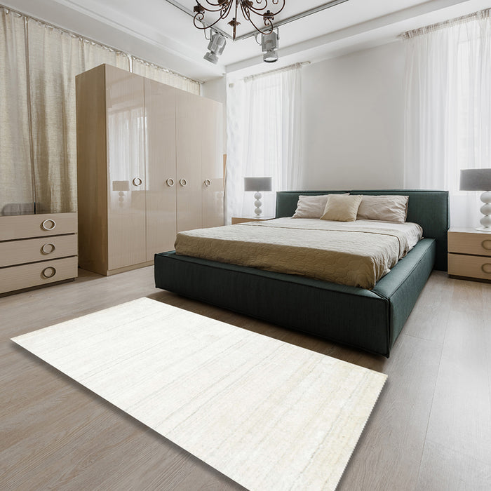 Machine Washable Contemporary Pearl White Beige Rug in a Bedroom, wshcon273