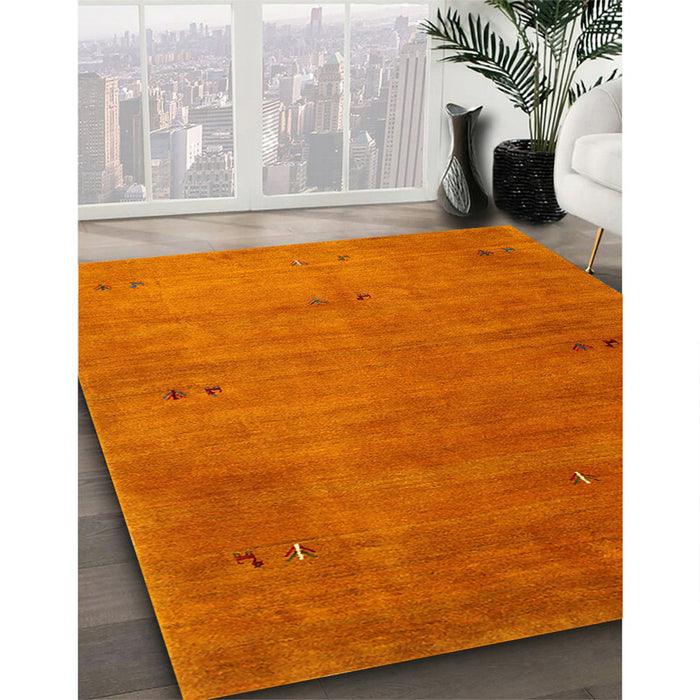 Contemporary Orange Red Modern Rug in Family Room, con2740