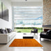 Square Contemporary Orange Red Modern Rug in a Living Room, con2740