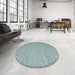 Round Machine Washable Contemporary Sea Green Rug in a Office, wshcon2741