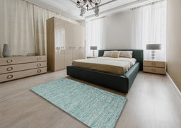 Contemporary Sea Green Modern Rug in a Bedroom, con2741