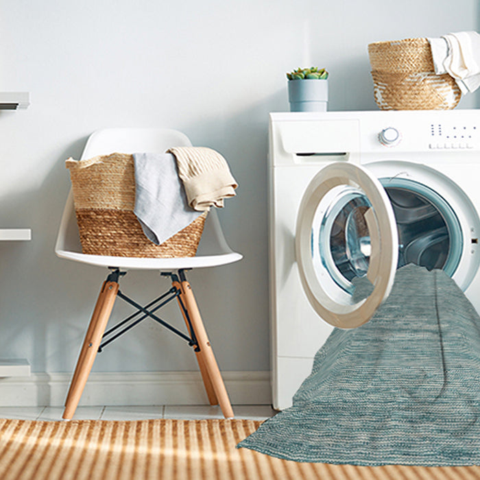 Machine Washable Contemporary Sea Green Rug in a Washing Machine, wshcon2741