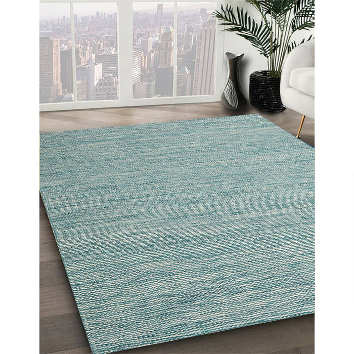 Contemporary Sea Green Modern Rug in Family Room, con2741