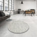 Round Contemporary Dark Gray Modern Rug in a Office, con2742