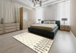 Machine Washable Contemporary Lemon Chiffon Beige Rug in a Bedroom, wshcon2744