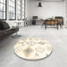 Round Machine Washable Contemporary Brown Rug in a Office, wshcon2746