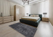 Contemporary Gray Modern Rug in a Bedroom, con2750