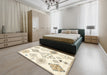Machine Washable Contemporary Bisque Beige Rug in a Bedroom, wshcon2752