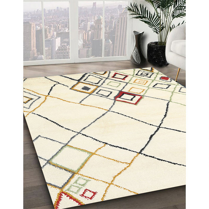 Machine Washable Contemporary Bisque Beige Rug in a Family Room, wshcon2755