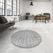 Round Contemporary Silver Gray Modern Rug in a Office, con2756