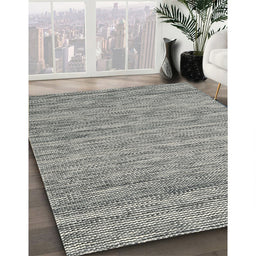 Contemporary Carbon Gray Modern Rug in Family Room, con2759