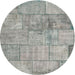 Sideview of Contemporary Sage Green Patchwork Rug, con275