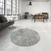 Round Machine Washable Contemporary Sage Green Rug in a Office, wshcon275