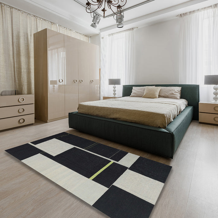 Machine Washable Contemporary Midnight Gray Rug in a Bedroom, wshcon2760