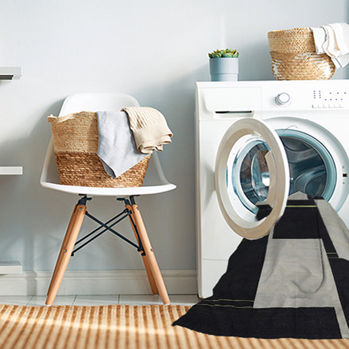 Machine Washable Contemporary Midnight Gray Rug in a Washing Machine, wshcon2760