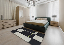 Contemporary Mid Gray Modern Rug in a Bedroom, con2760