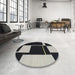 Round Machine Washable Contemporary Midnight Gray Rug in a Office, wshcon2760