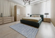 Contemporary Platinum Silver Gray Modern Rug in a Bedroom, con2761