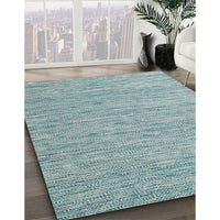 Contemporary Light Steel Blue Modern Rug, con2762