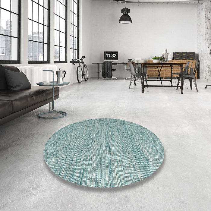 Round Machine Washable Contemporary Light Steel Blue Rug in a Office, wshcon2762