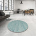 Round Contemporary Light Steel Blue Modern Rug in a Office, con2762