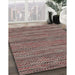 Contemporary Dark Salmon Pink Modern Rug in Family Room, con2763