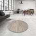 Round Contemporary Tan Brown Modern Rug in a Office, con2765