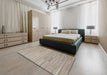 Contemporary Tan Brown Modern Rug in a Bedroom, con2765