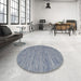 Round Machine Washable Contemporary Purple Navy Blue Rug in a Office, wshcon2768