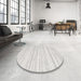 Round Machine Washable Contemporary Off White Beige Rug in a Office, wshcon2769