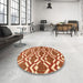 Round Machine Washable Contemporary Red Rug in a Office, wshcon276